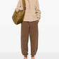 Brown sweatpants with a drawstring on a white background