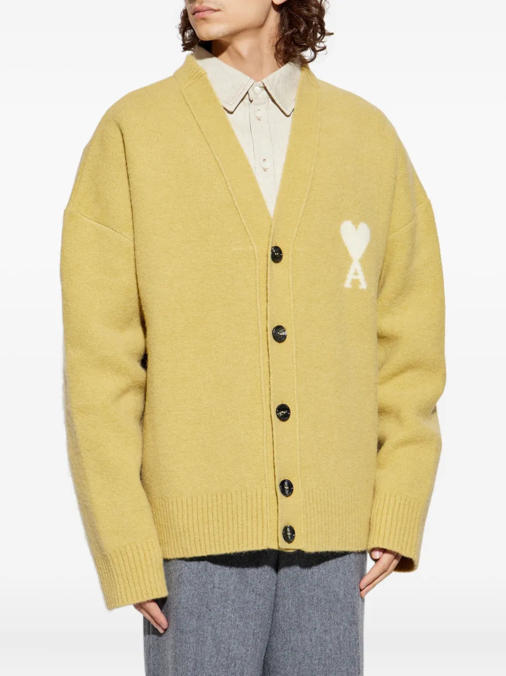 V Neck Cardigan With White Ami De Coeur
