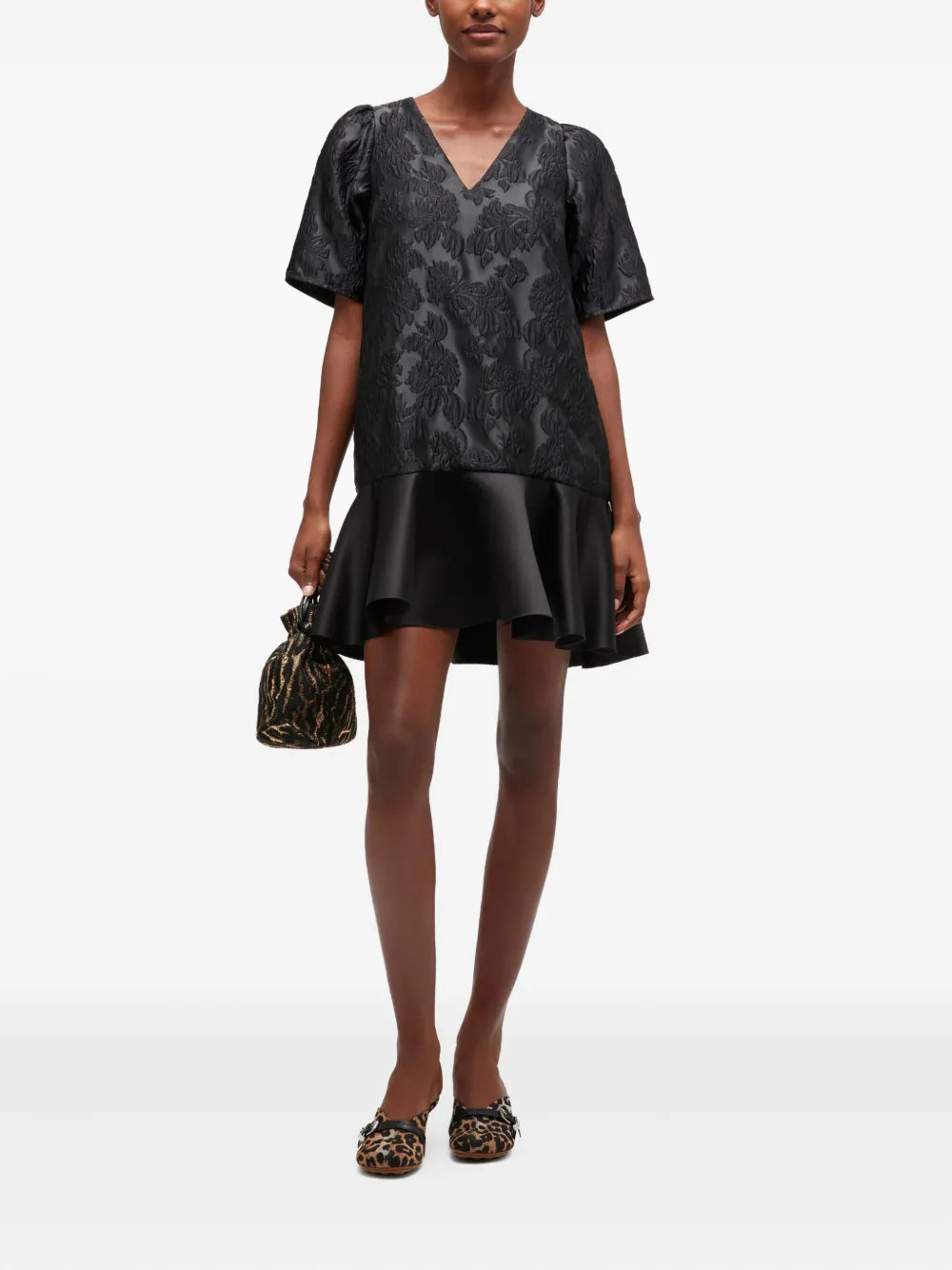 Satin Cloque Mini Dress