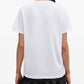 White t-shirt with a brand logo on a white background