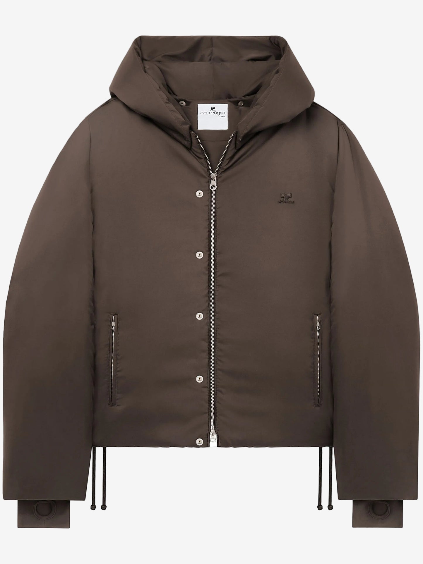 Brown jacket with a hood on a white background