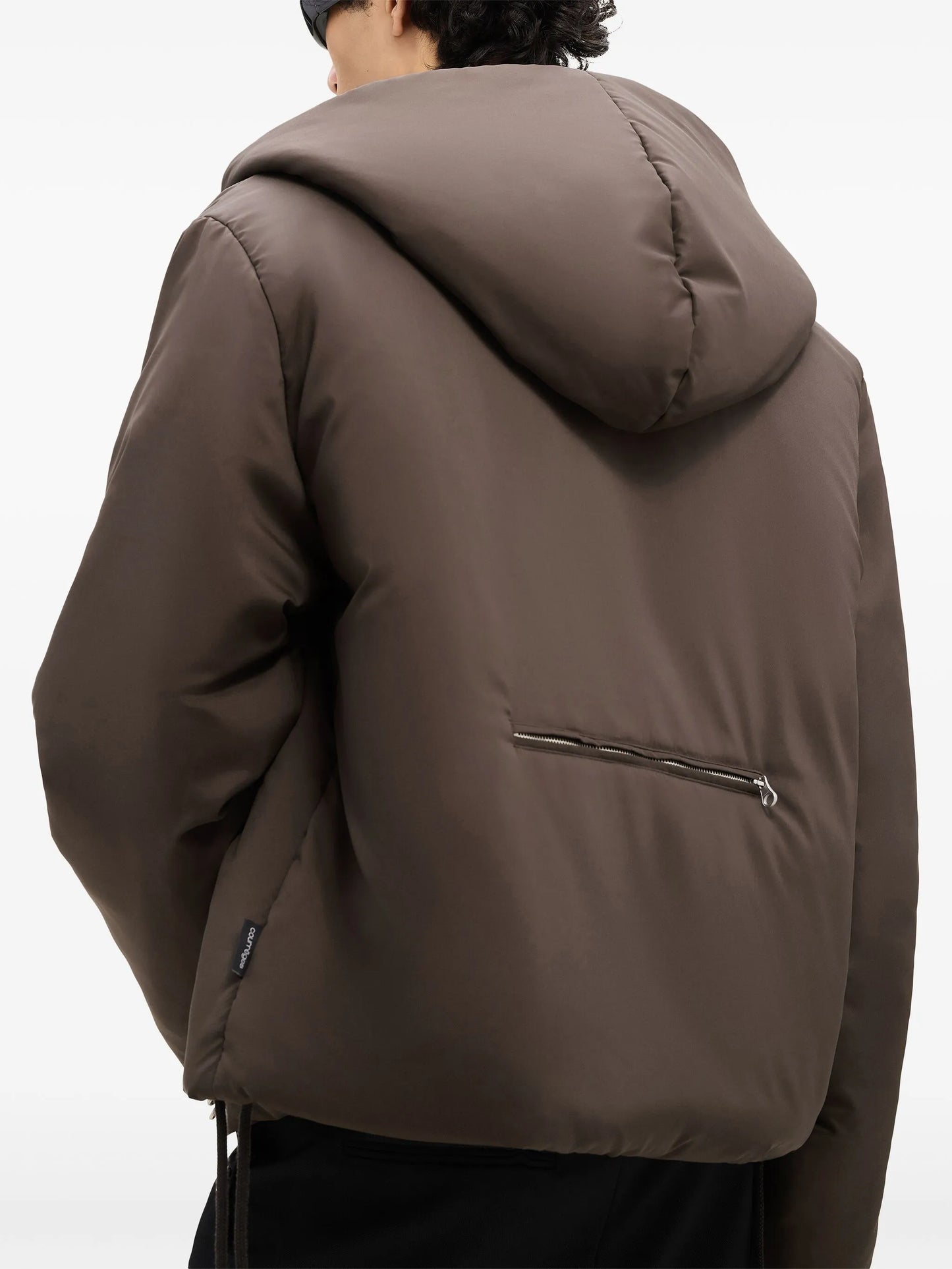 Logo-patch hooded puffer jacket