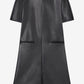 Black leather dress with short sleeves on a white background