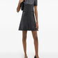 A-line faux-leather mini dress