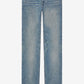 Pair of blue jeans on a white background