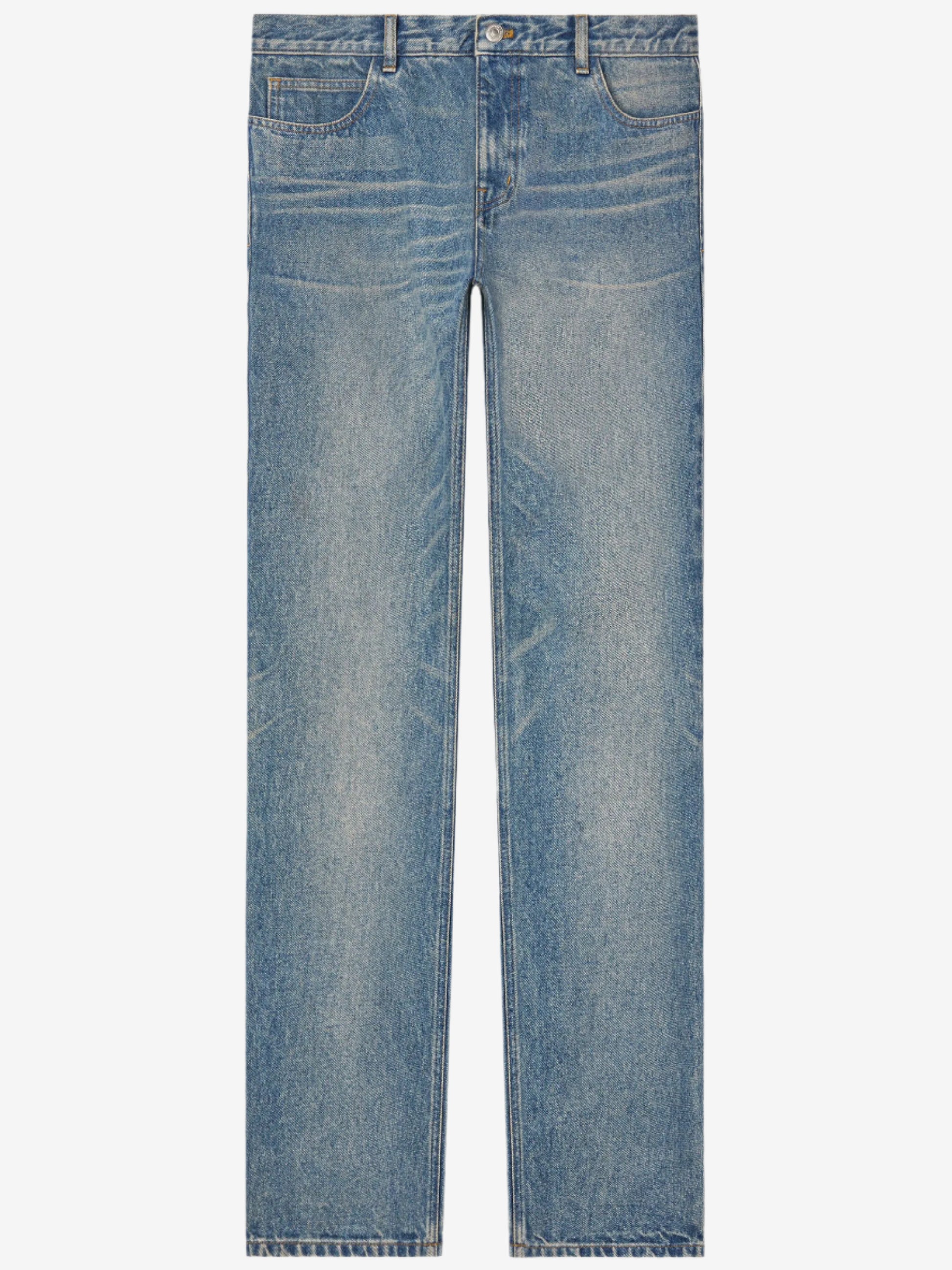 Pair of blue jeans on a white background