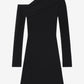 Black one-shoulder dress on a white background