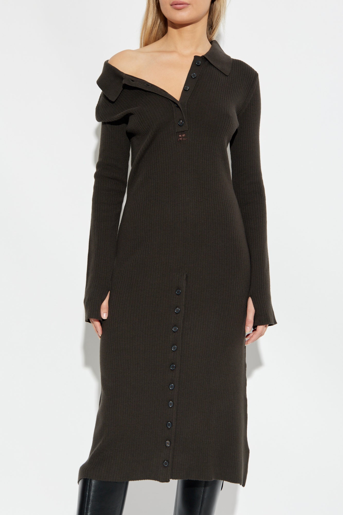Courrèges BROWN Ribbed Dress