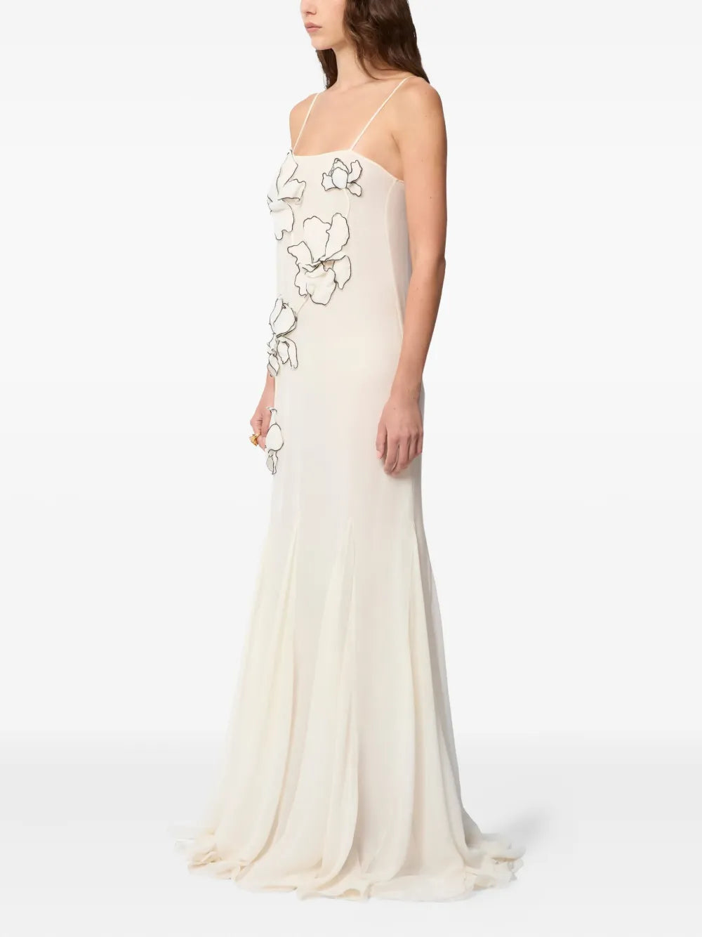 Nina Ricci flower-appliqués silk maxi dress