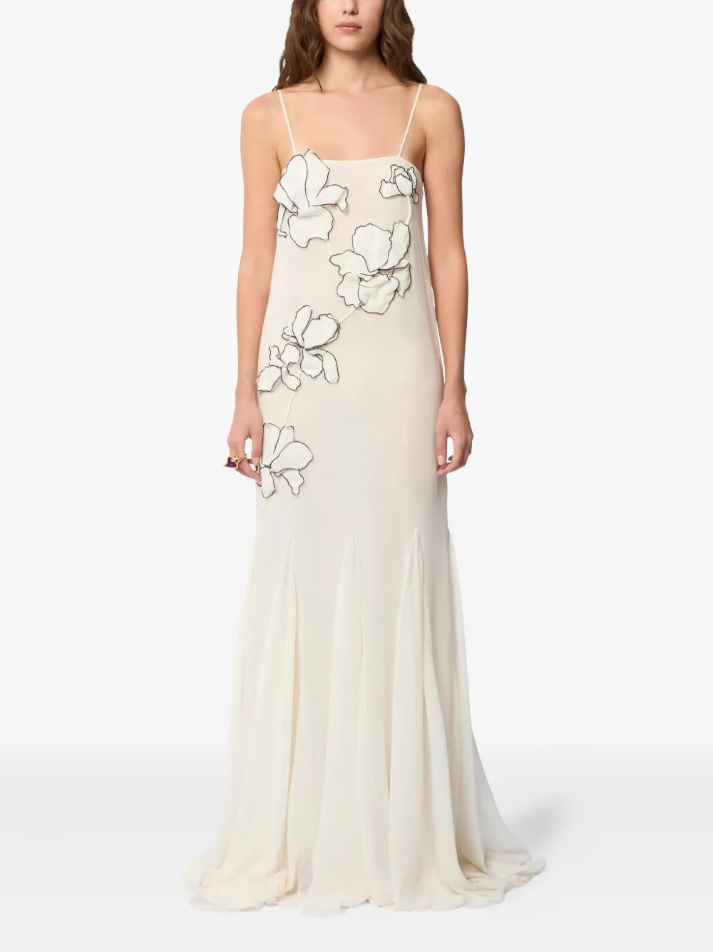 Nina Ricci flower-appliqués silk maxi dress