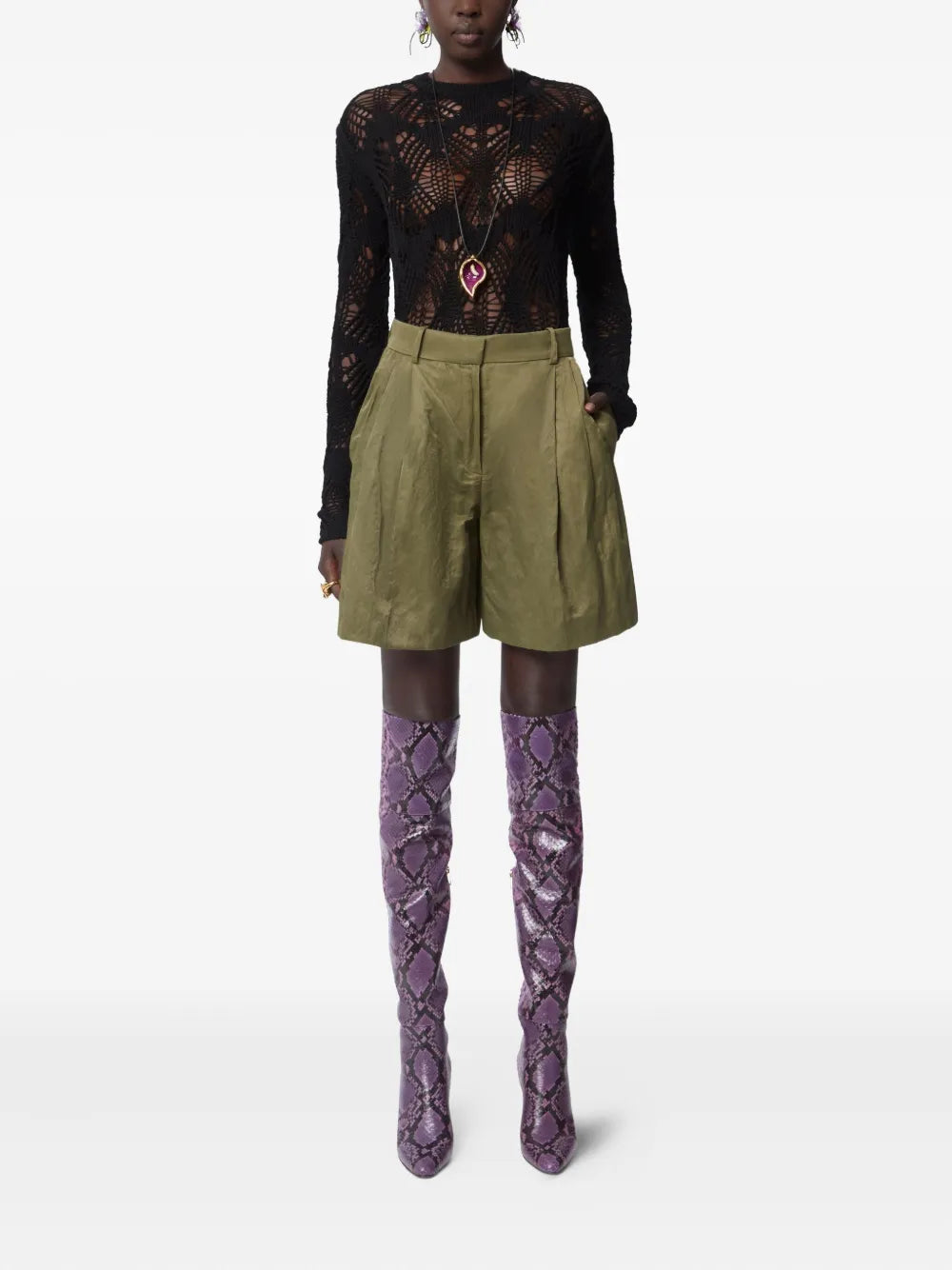 Nina Ricci wrinkled cotton tailored shorts