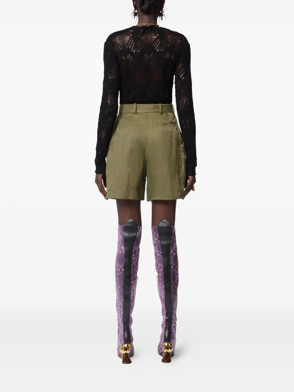 Nina Ricci wrinkled cotton tailored shorts