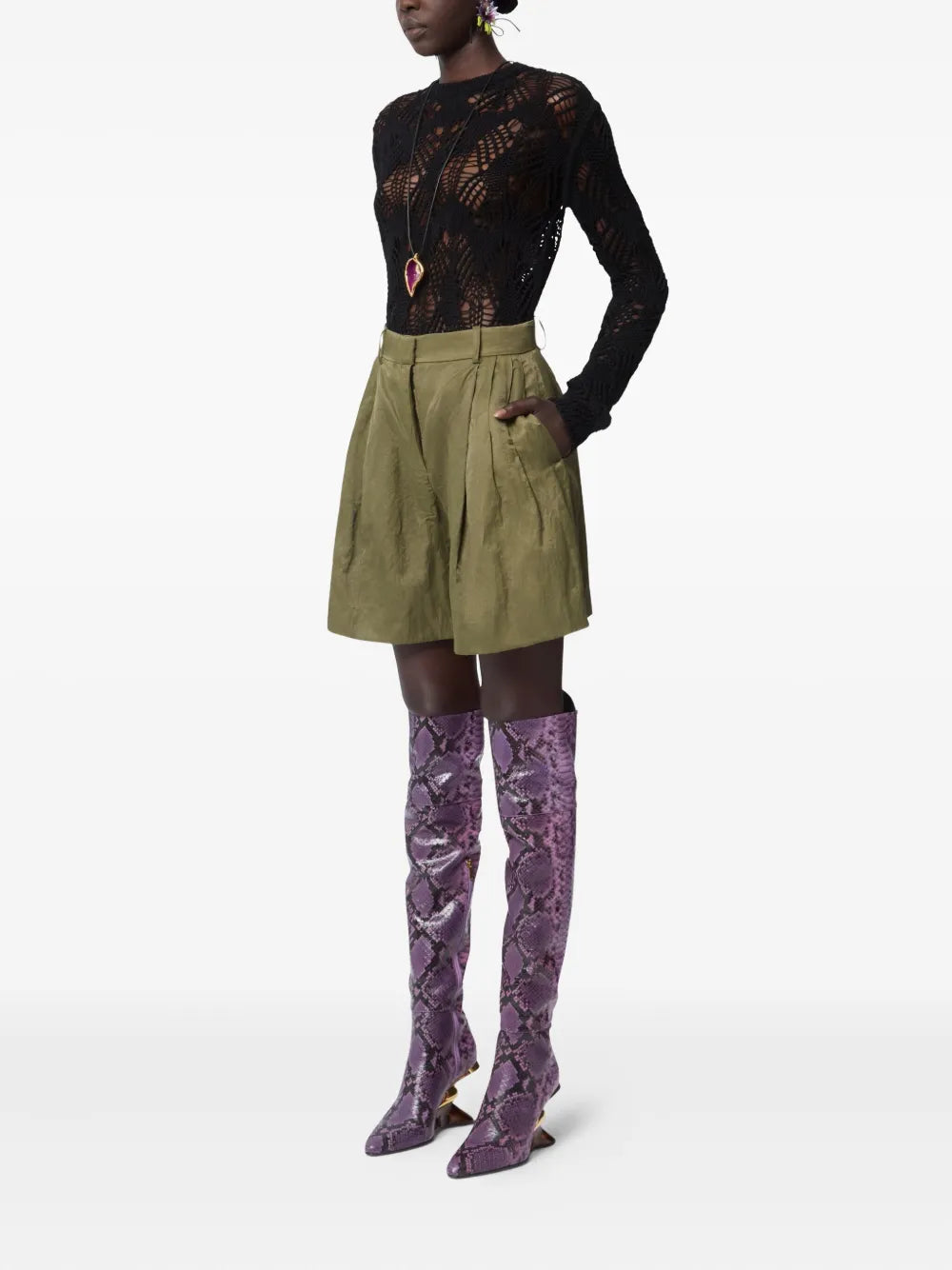 Nina Ricci wrinkled cotton tailored shorts