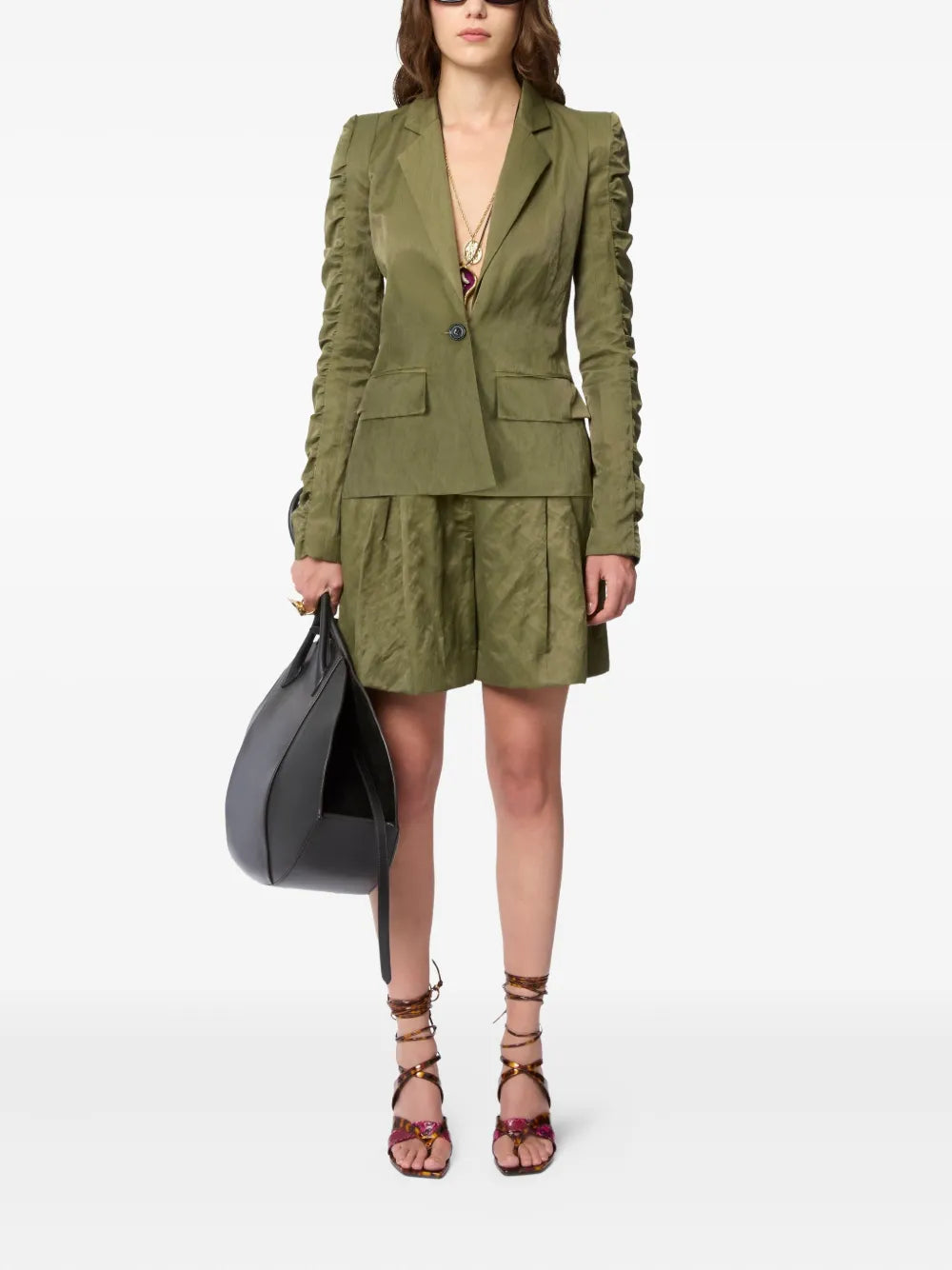 Nina Ricci crinkled ruffled-sleeves blazer