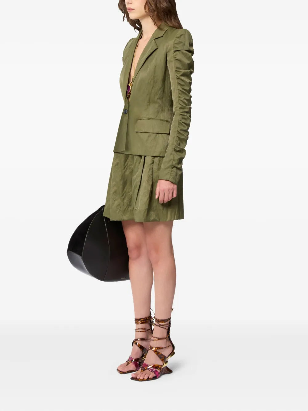 Nina Ricci crinkled ruffled-sleeves blazer