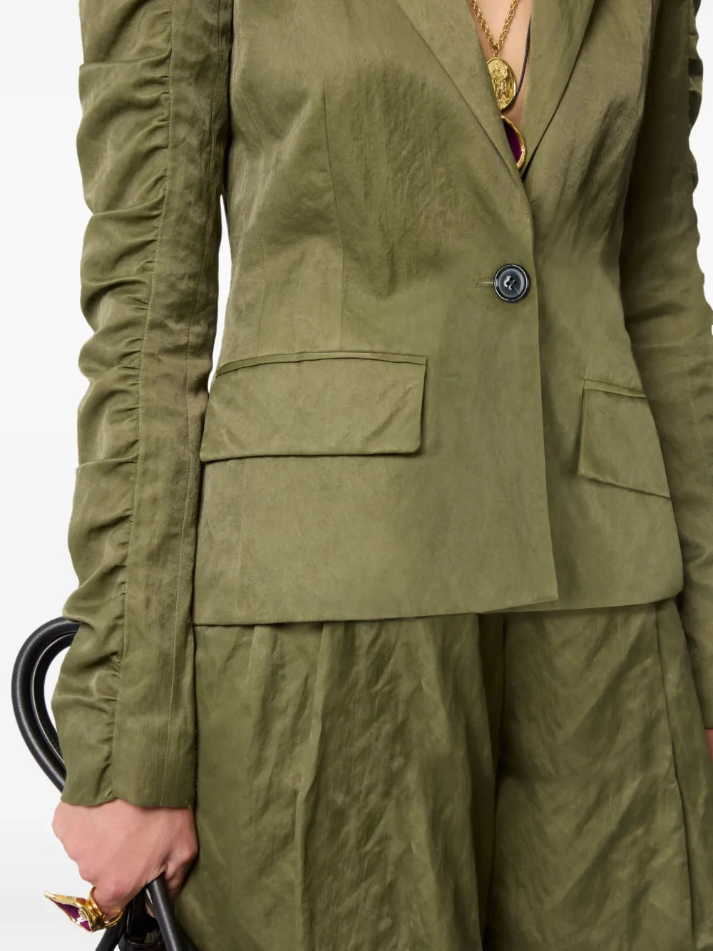 Nina Ricci crinkled ruffled-sleeves blazer
