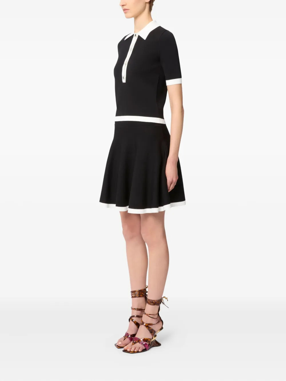 Nina Ricci bi-colour buttoned polo top