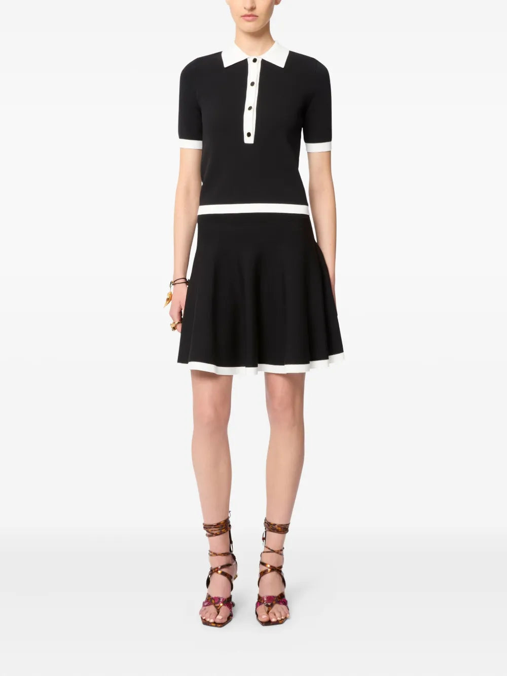 Nina Ricci bi-colour buttoned polo top