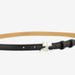 Black belt with a silver buckle on a white background
