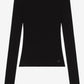 Black ribbed long-sleeve top on a white background