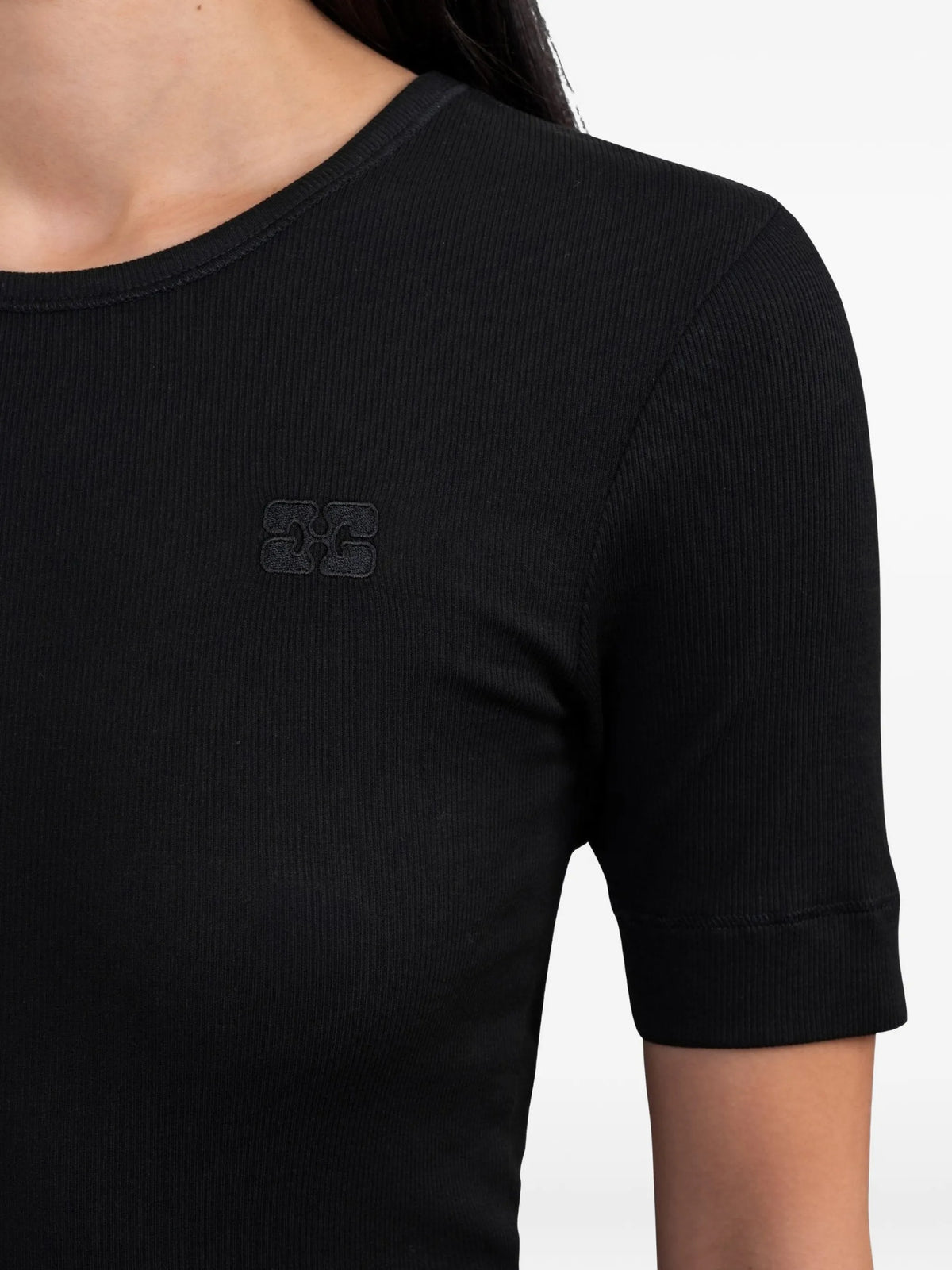 Ganni soft cotton rib T-shirt