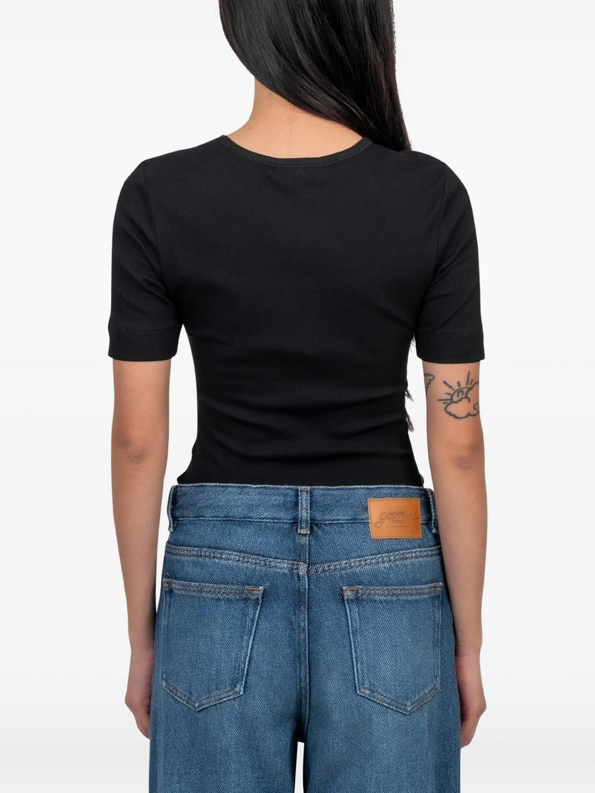 Ganni soft cotton rib T-shirt