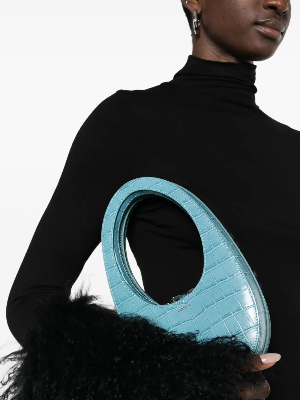 Embossed Mini Swipe Bag Blue