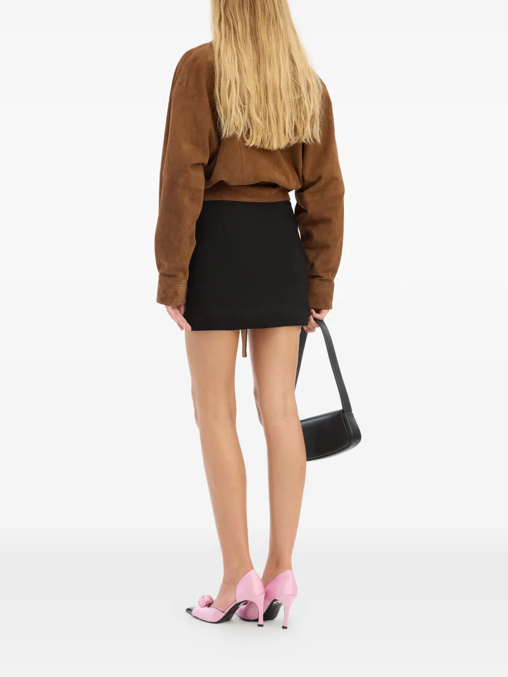 Crepe Mini Flower Skirt Black