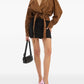 Crepe Mini Flower Skirt Black