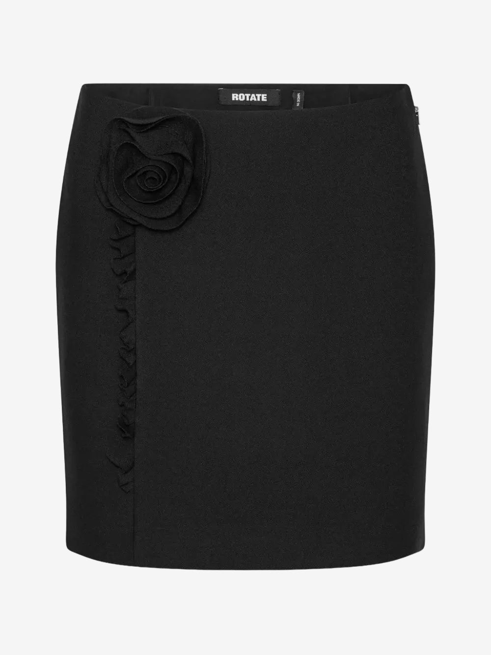 Crepe Mini Flower Skirt Black