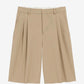 Low Waist Wide Bermuda Shorts With Two Pleats