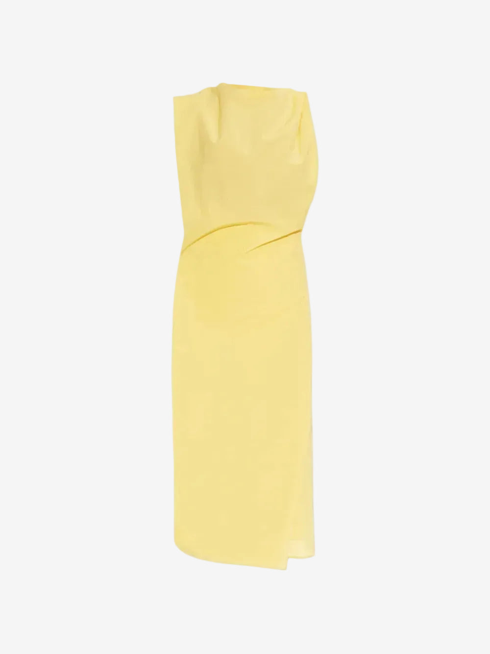 Yellow one-shoulder dress on a white background JACQUEMUS