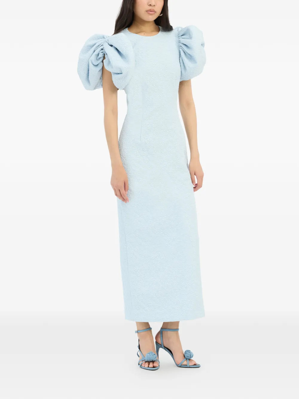 Jacquard Midi Puffy Dress Light Blue