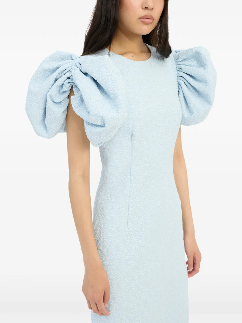 Jacquard Midi Puffy Dress Light Blue
