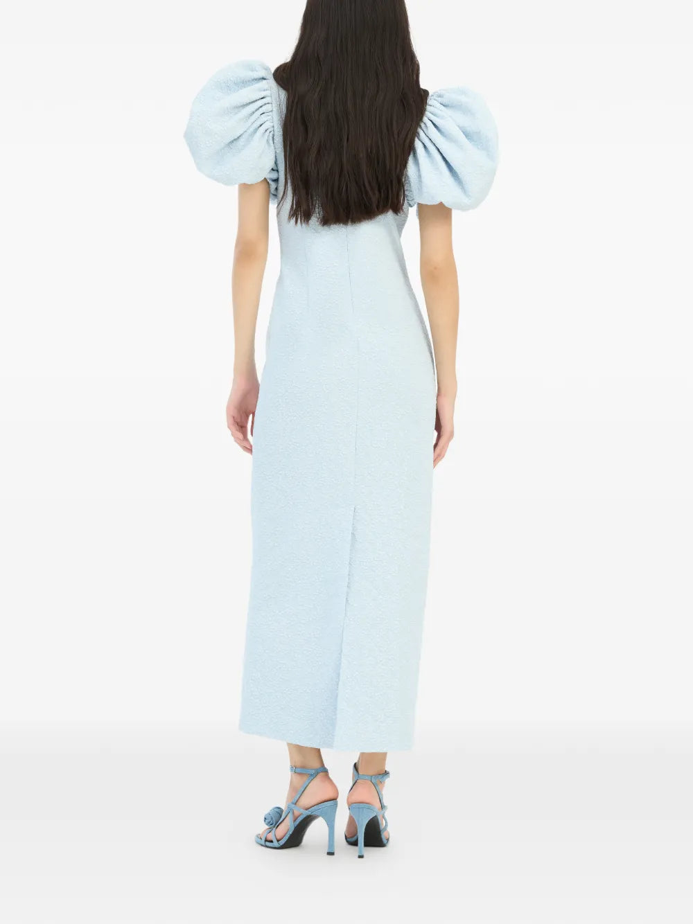 Jacquard Midi Puffy Dress Light Blue