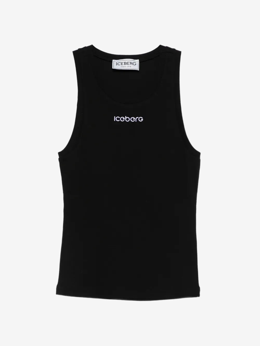 Black ribbed stretch cotton jersey tank top