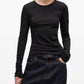 Soft Cotton Rib Longsleeve Top Black