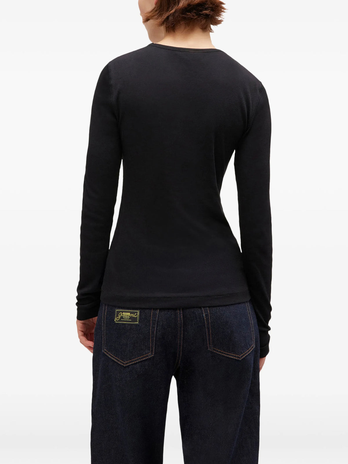 Soft Cotton Rib Longsleeve Top Black