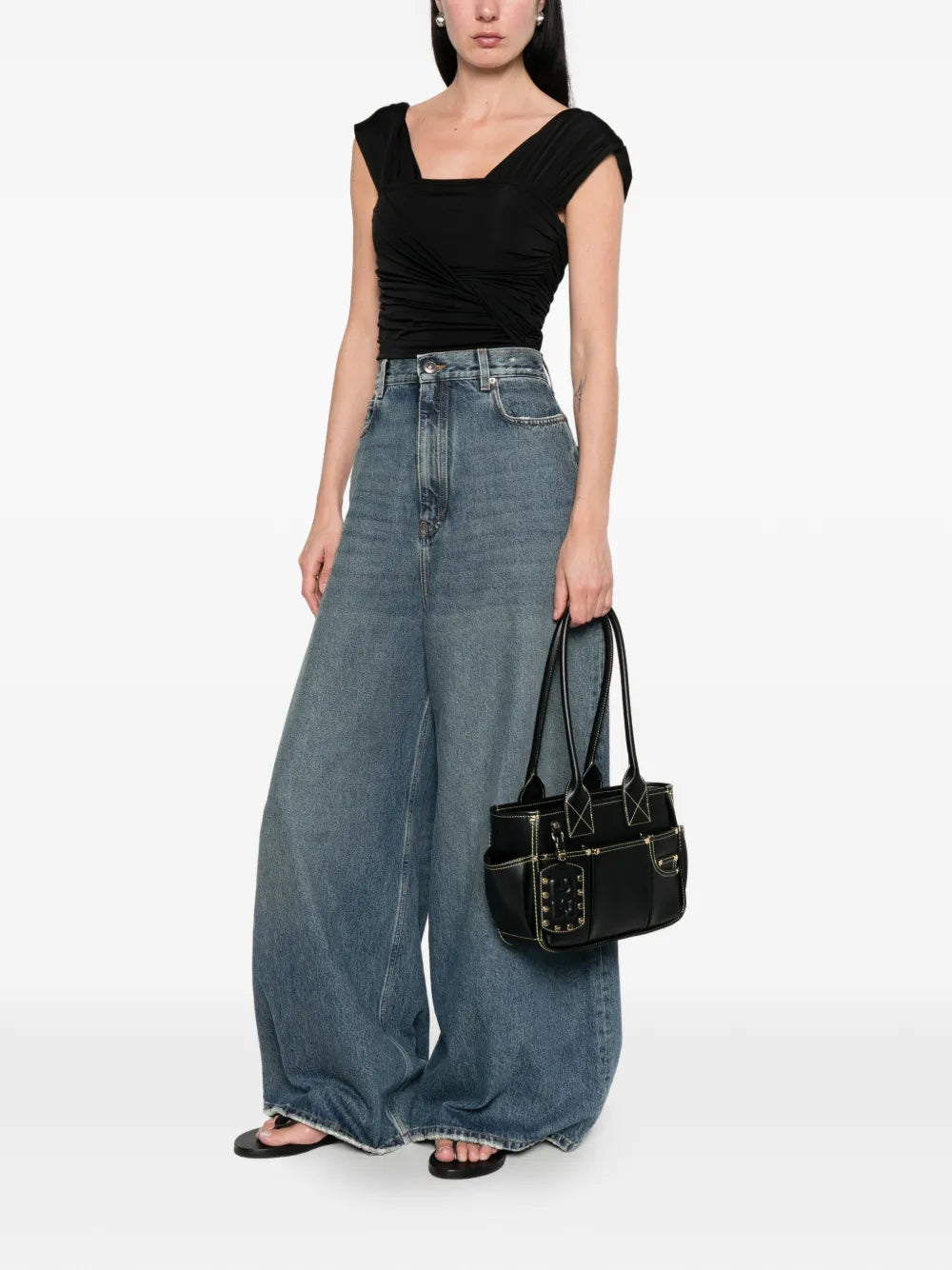 Shiny Jersey Draped Bodysuit