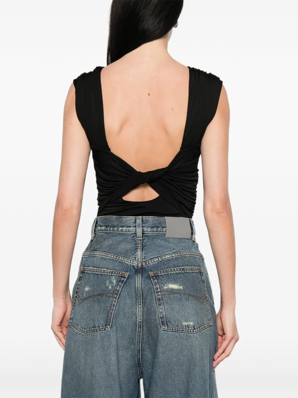 Shiny Jersey Draped Bodysuit