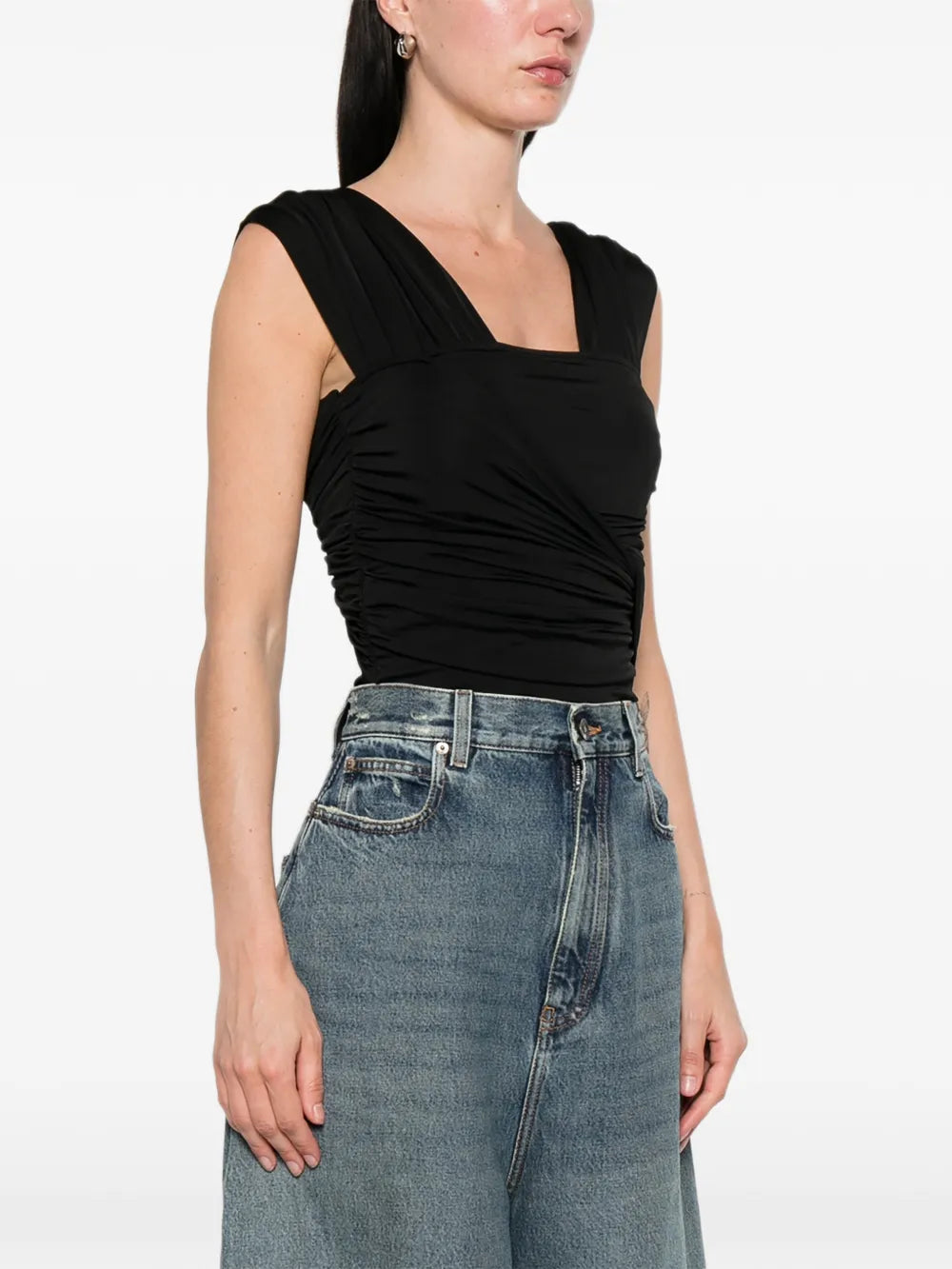 Shiny Jersey Draped Bodysuit