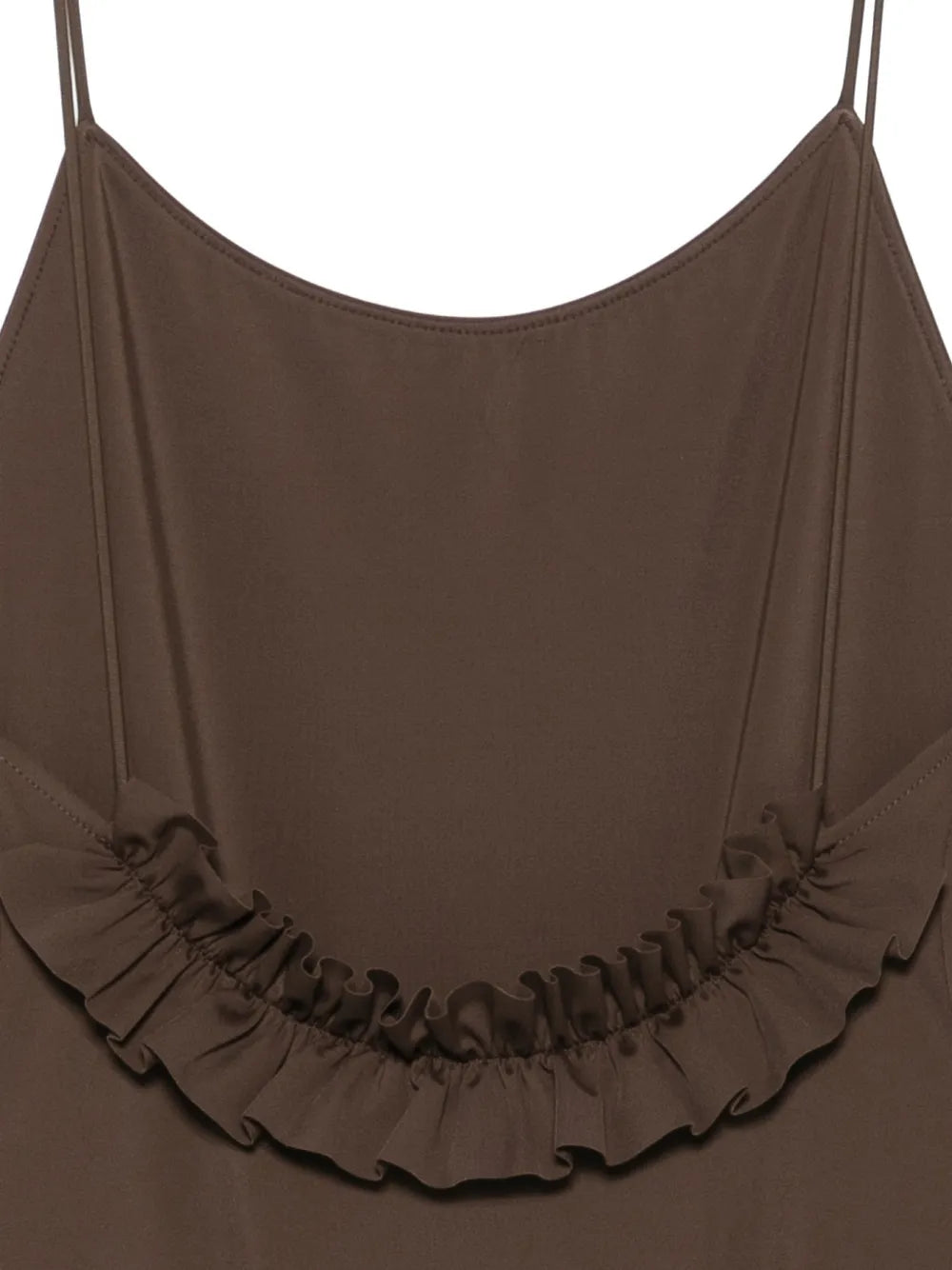 Brown swimsuit with thin straps on a white background