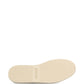 Navy blue sneaker with white laces on a white background
