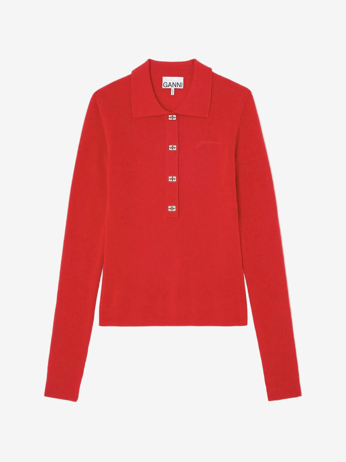 Mini Ribbed Merino Polo Red