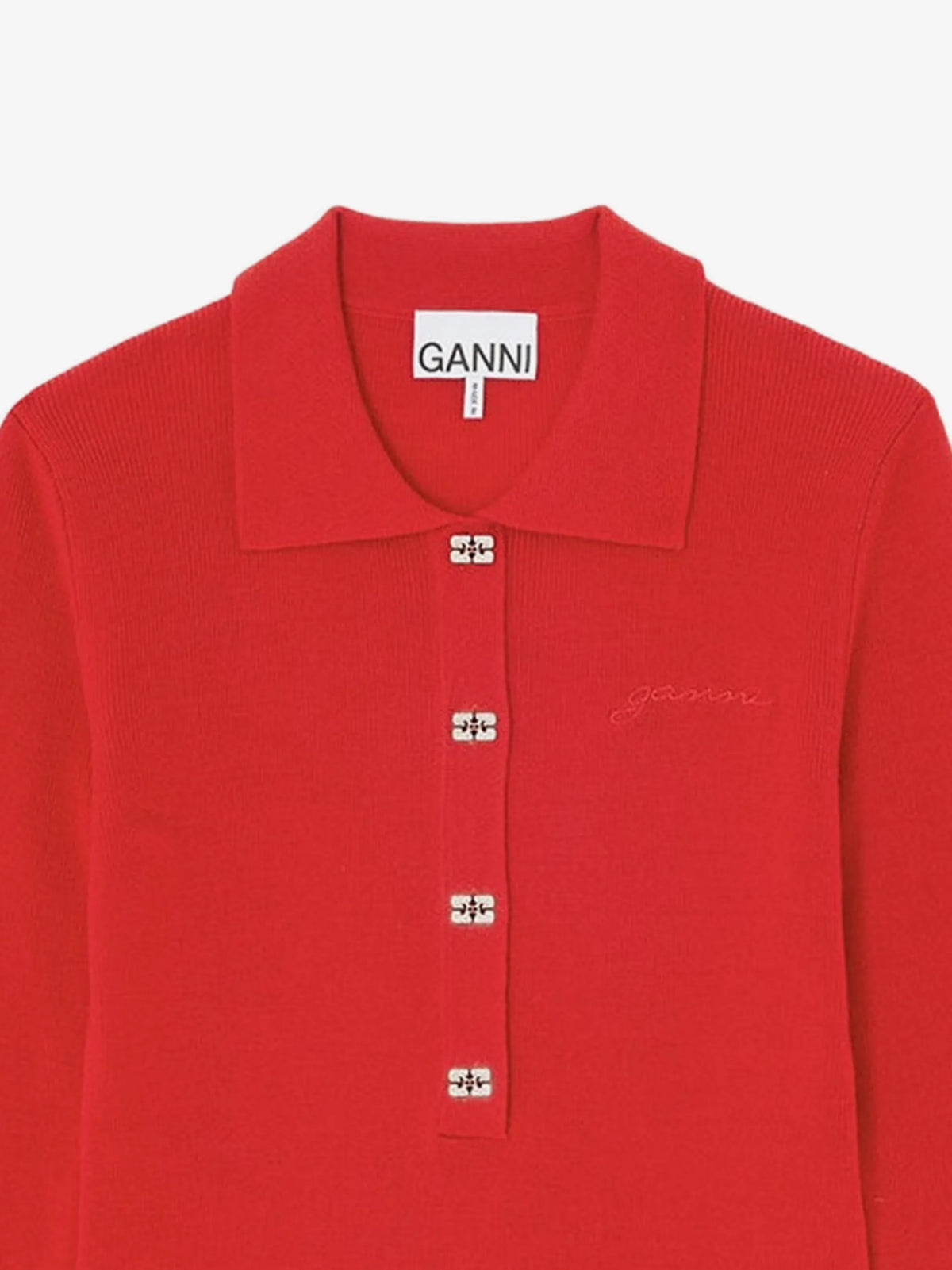 Mini Ribbed Merino Polo Red