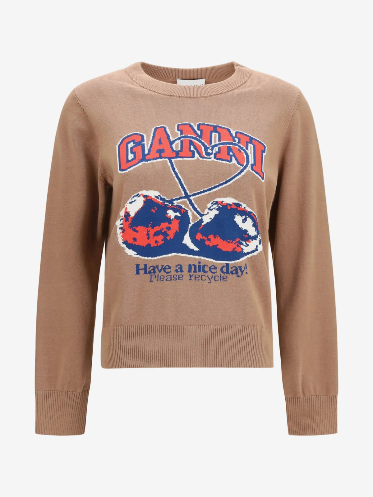Fine Cotton Graphic Sweater Cherry