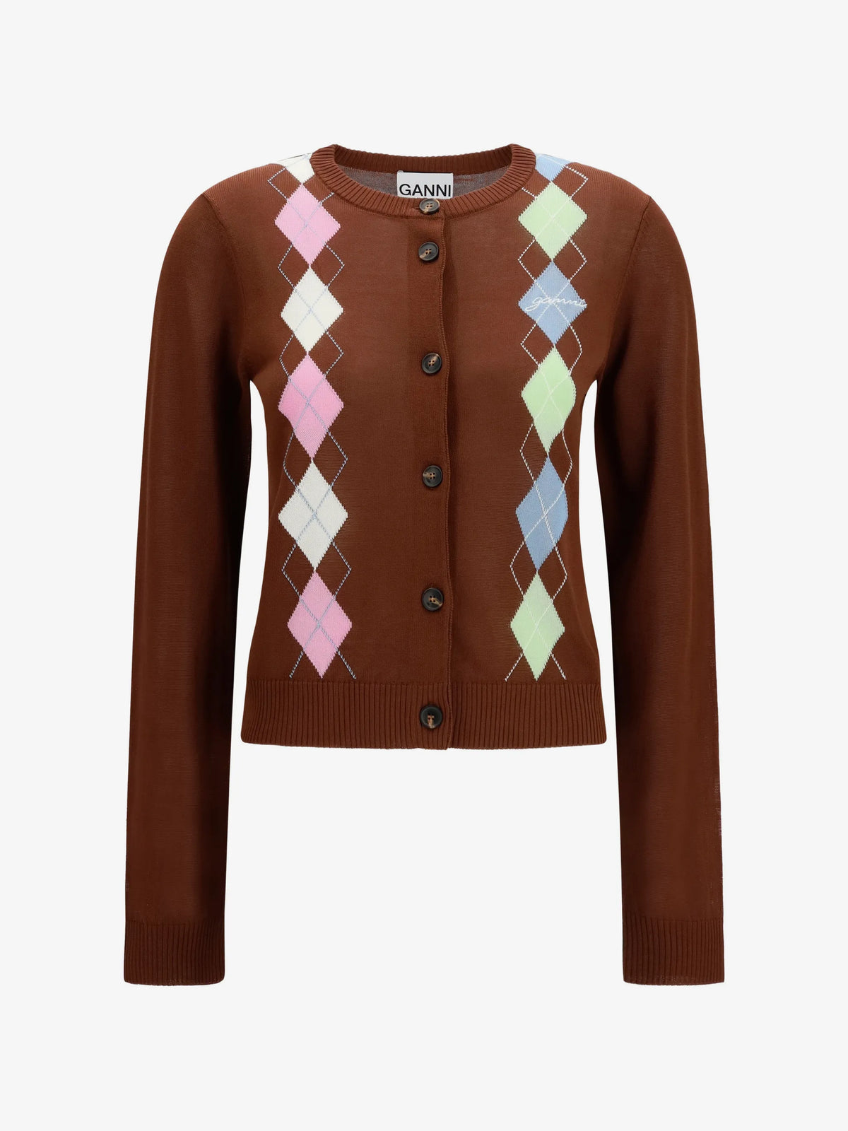 Light Cotton Argyle Cardigan