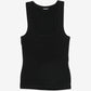 black Crafted from soft ribbed cotton jersey, this fitted tank top is defined by a second skin silhouette and a minimalist design, finished with the signature grosgrain logo detail at the back.

100% ribbed cotton jersey construction

Fitted, second skin silhouette

Square neckline

Ribbed neckline and armholes

Embroidered grosgrain logo at the back