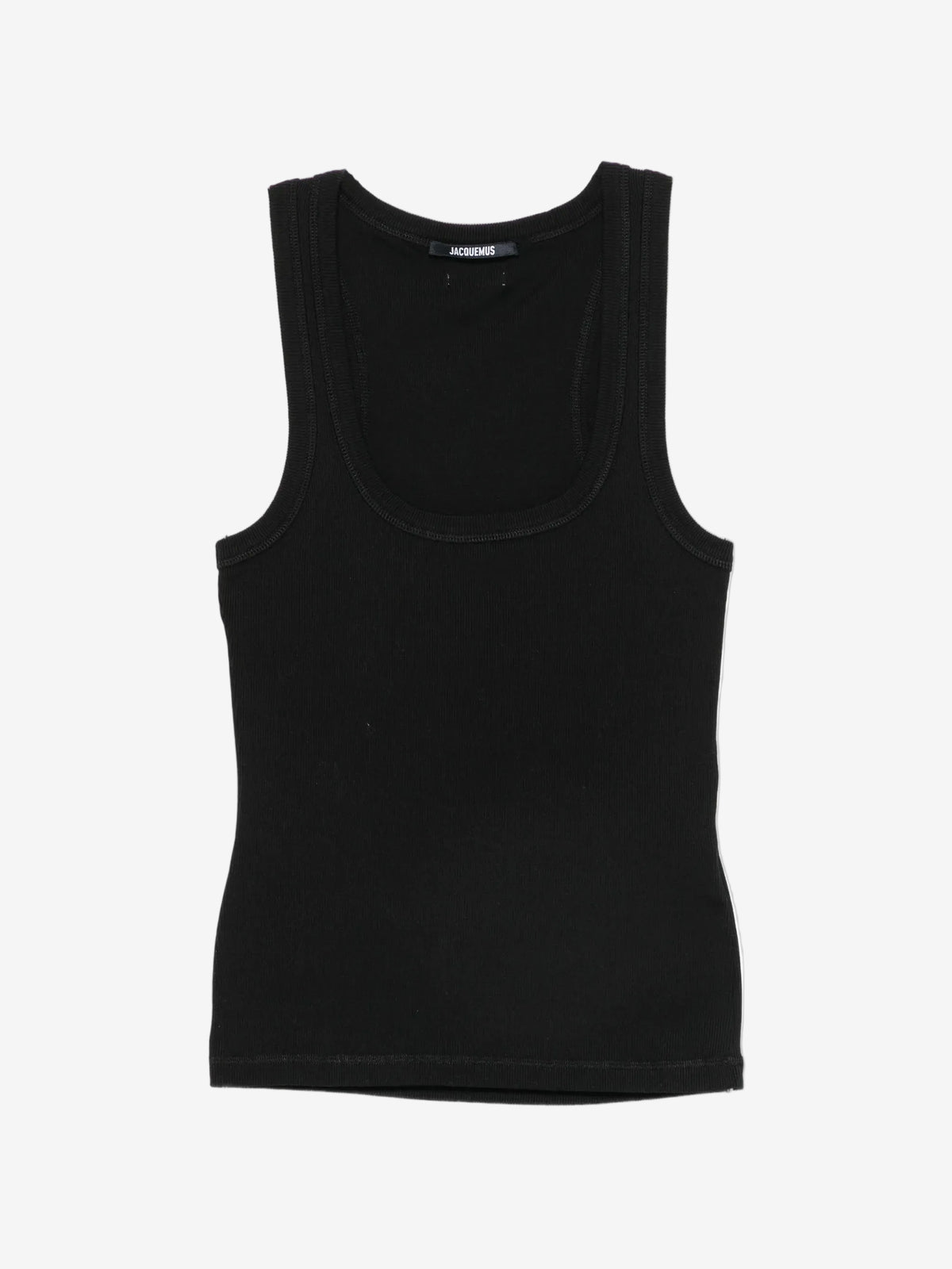 black Crafted from soft ribbed cotton jersey, this fitted tank top is defined by a second skin silhouette and a minimalist design, finished with the signature grosgrain logo detail at the back.

100% ribbed cotton jersey construction

Fitted, second skin silhouette

Square neckline

Ribbed neckline and armholes

Embroidered grosgrain logo at the back