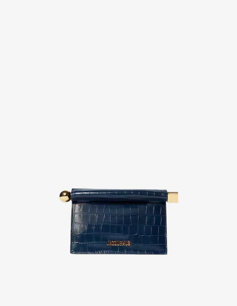 Rond Carré small croc-effect clutch bag